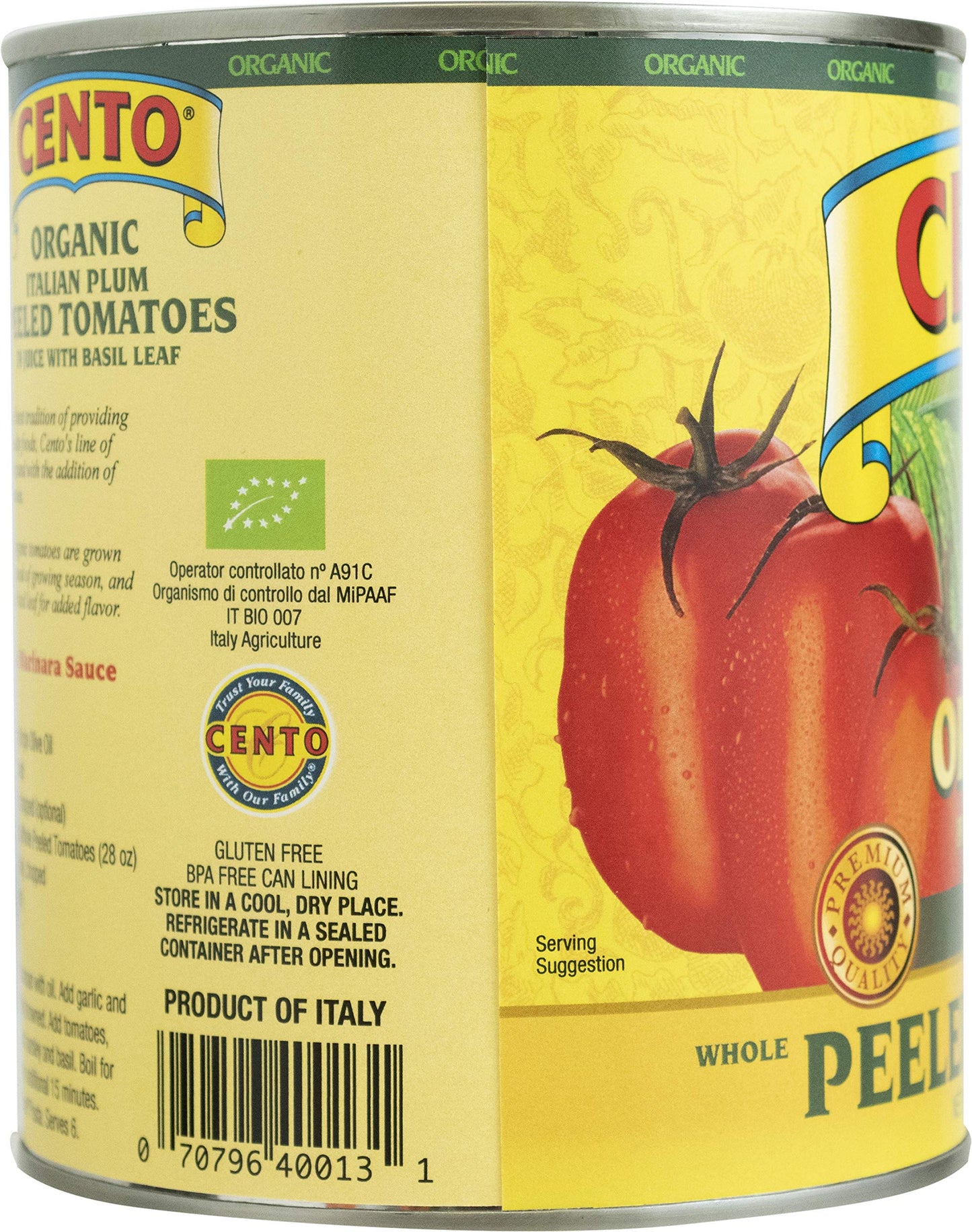 Cento Organic Whole Peeled Tomatoes, 28 Ounce Cans (Pack Of 12)