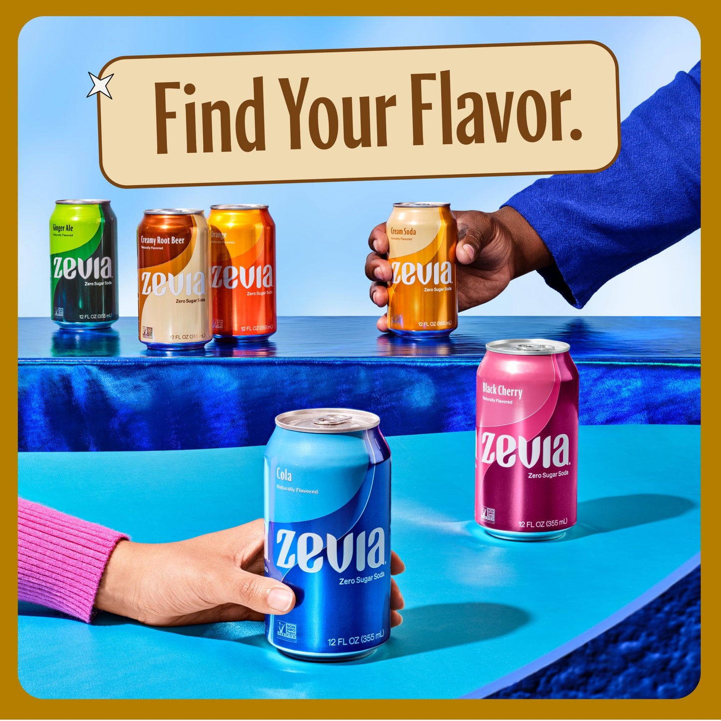 Zevia Zero Sugar Soda, Creamy Root malt-inspired, 12-Pack, 16 Fl Oz Cans, Naturally Sweetened, Non-GMO, Gluten-Free, Vegan