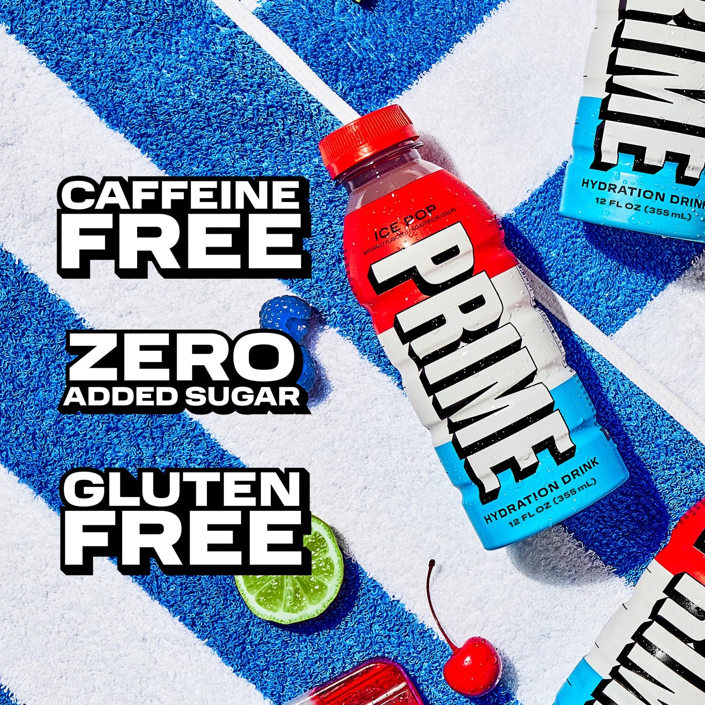 PRIME HYDRATION Sports Drink, Electrolyte Enhanced, 250mg BCAAs, Low Sugar, 12 Fl Oz, Pack of 24