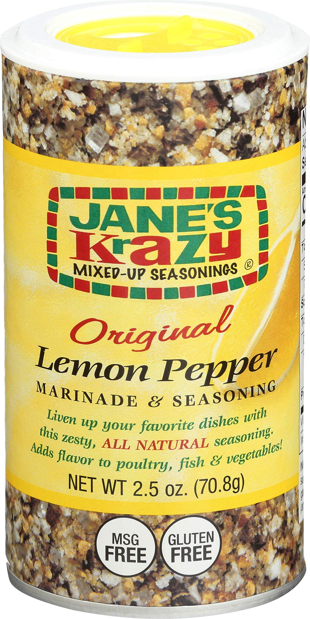 Janes Krazy Seasonings Mixed-Up Lemon Pepper Marinade & Seasoning, 2.5 Ounce