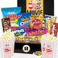 Golden Gift Box Deluxe Movie Night Gift Set - 20 Piece Set with Popcorn Buckets, Snacks - Perfect for College Students, Teens, Kids
