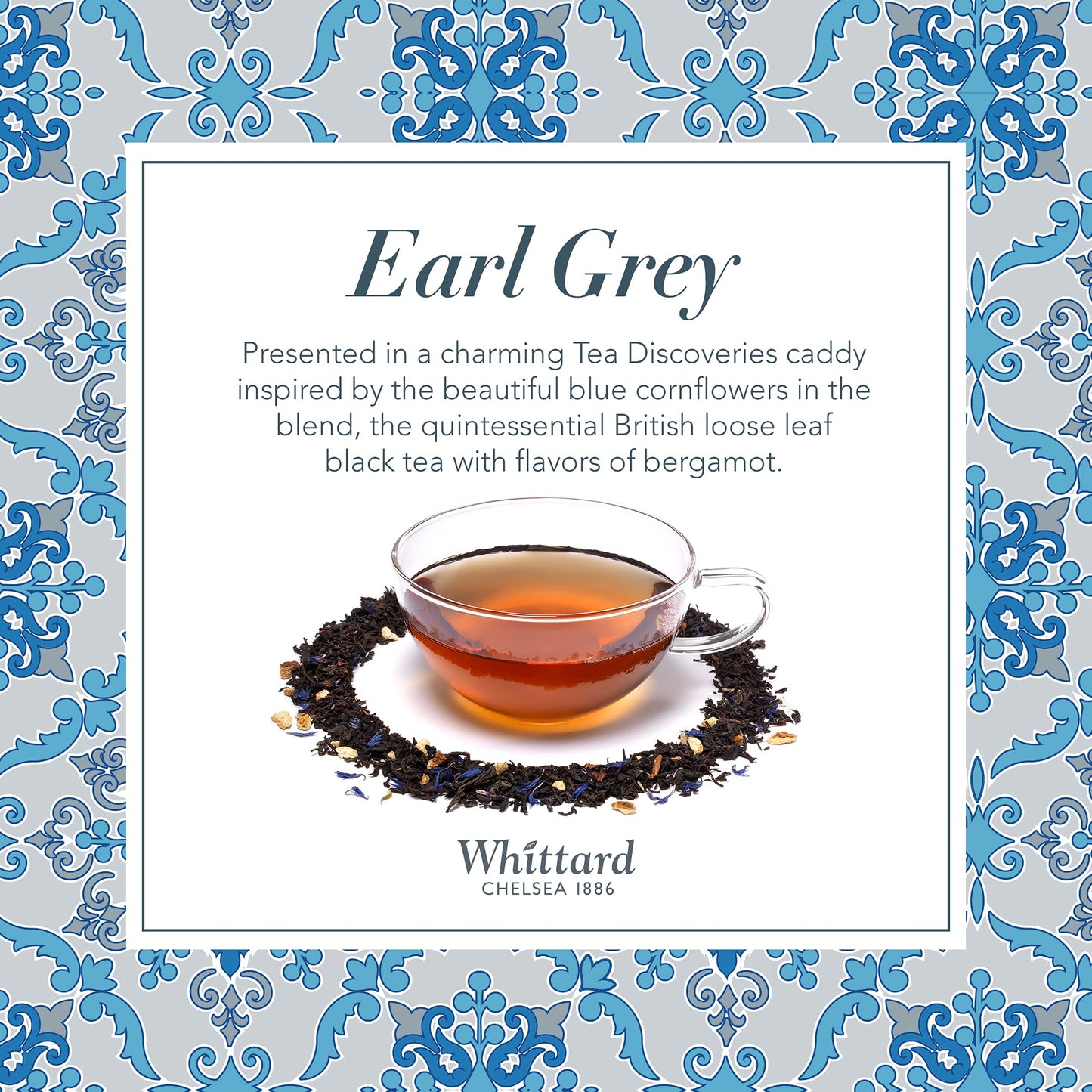 Whittard Of Chelsea - Tea Discoveries Earl Grey Caddy - Black Loose Leaf Tea, Vegetarian, Vegan Friendly, Resealable Tea Tin (10