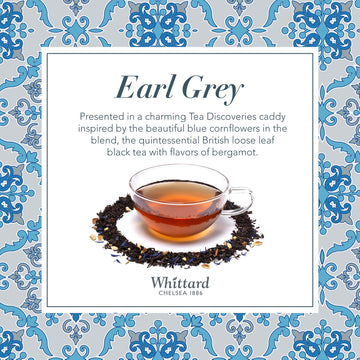 Whittard Of Chelsea - Tea Discoveries Earl Grey Caddy - Black Loose Leaf Tea, Vegetarian, Vegan Friendly, Resealable Tea Tin (10