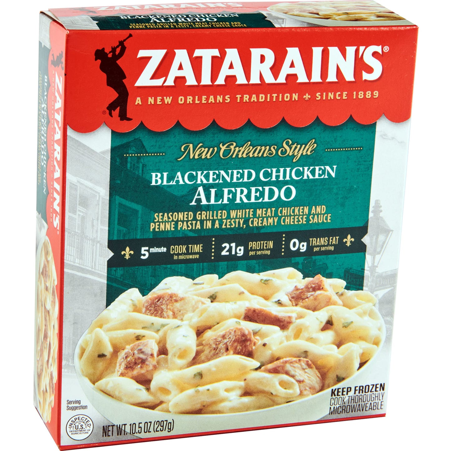 ZatarainS No Artificial Flavors Blackened Chicken Alfredo Frozen Dinner, 10.5 Oz Box
