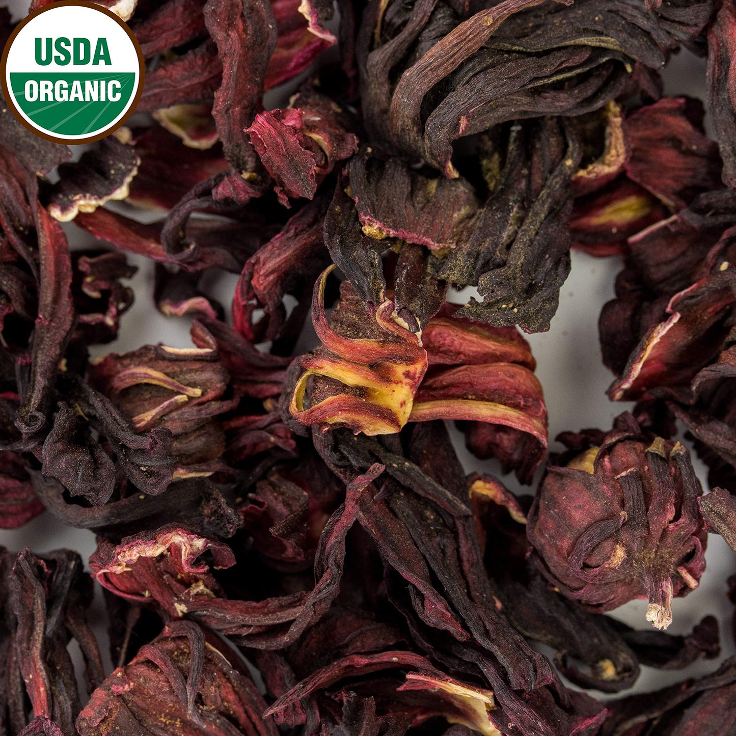 Hibiscus Tea 1LB (16Oz) 100% CERTIFIED Organic Hibiscus Flowers Herbal Tea (WHOLE PETALS)  Caffeine Free in 1 lbs. Bulk Resealable Kraft BPA free Bags from U.S. Wellness
