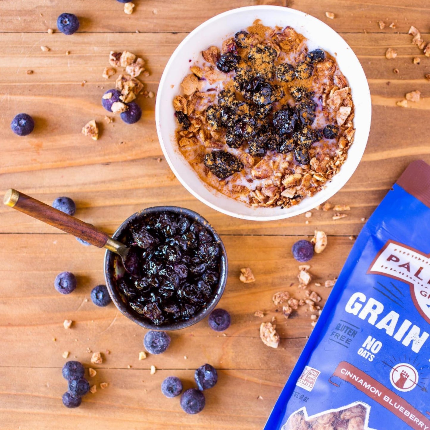 Paleonola Grain Free Granola | Gluten Free, Non-Gmo, Dairy Free, No Refined Sugars, 10 Oz Bags (Cinnamon Blueberry, 3 Pack)