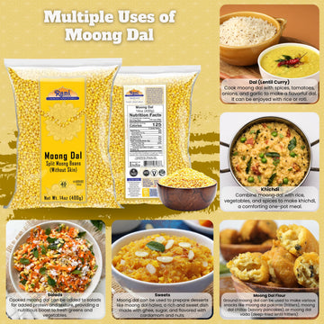 Rani Moong Dal (Split Mung Beans Without Skin) Lentils Indian 14Oz (400G) ~ All Natural | Gluten Friendly | Non-Gmo | Kosher | V