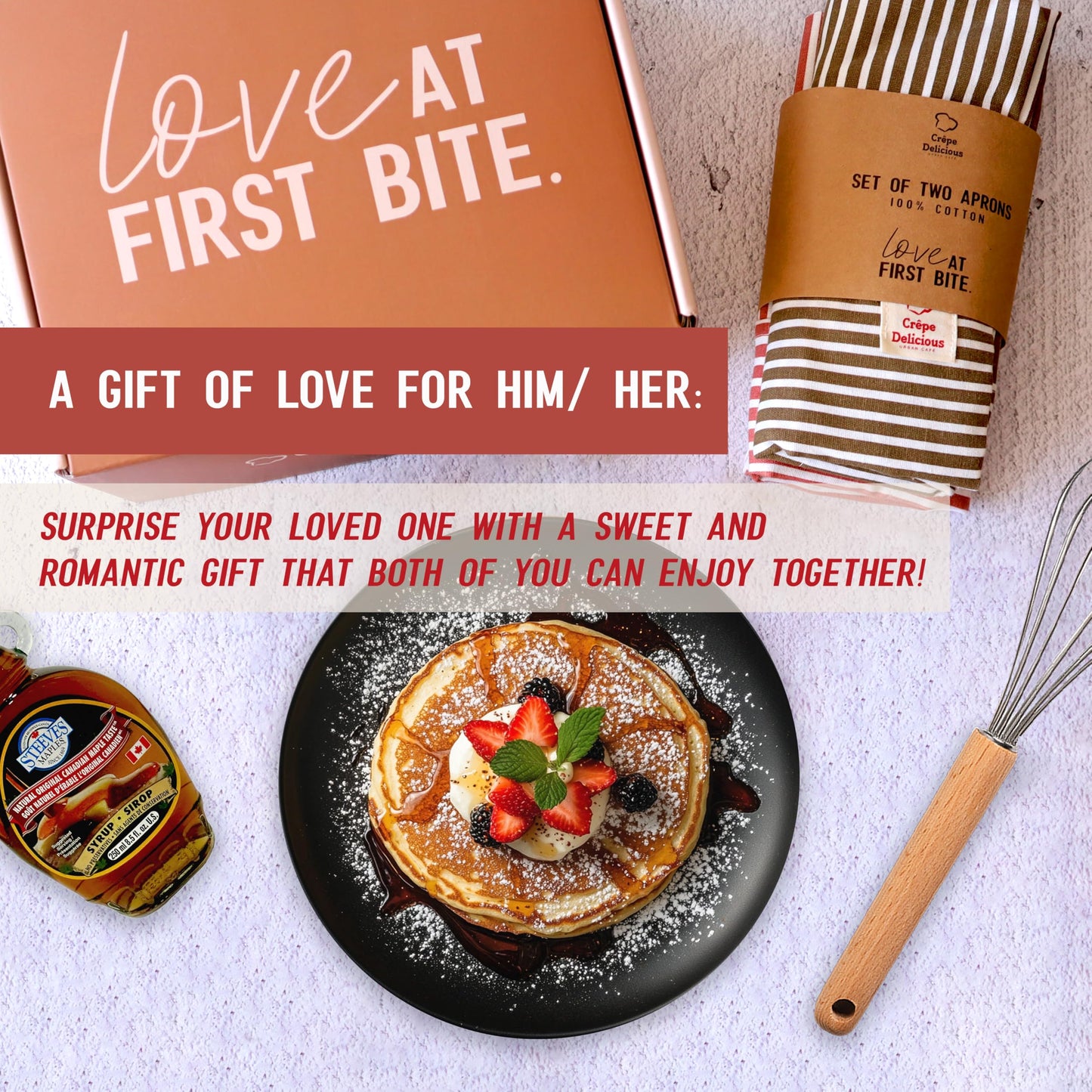 Crepe Delicious Pancake Mix Gift Basket For Couples Women Adults, Cooking Gifts Ideas, Food Date Night Kits, Newlyweds Bridal Sh