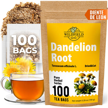 100 Bags Dandelion Root Tea Dandelion Tea Herbal (Taraxacum Officinale) - 100 Count 1.5g Bags Dried Herb Ra  z De Diente De Le  