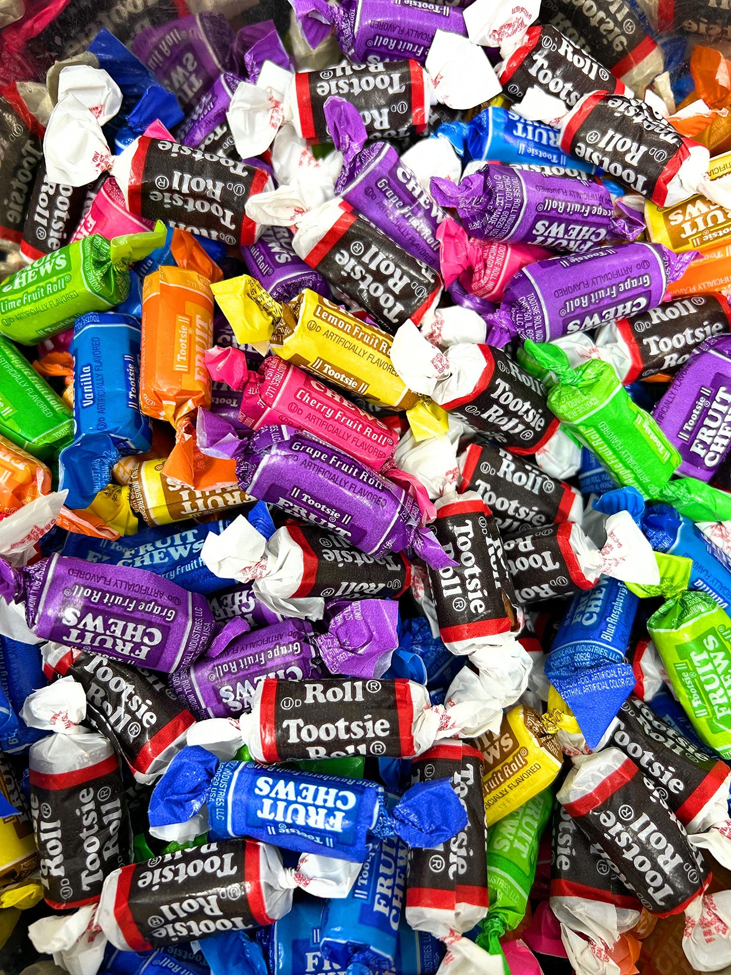 Tootsie Roll Fruit Chews And Original Chocolate Midgees American Chewy Taffies Candy Individually Wrapped In Resealable Bag Bulk 3 Lbs 130+Pcs (48-Oz) - Made In Usa