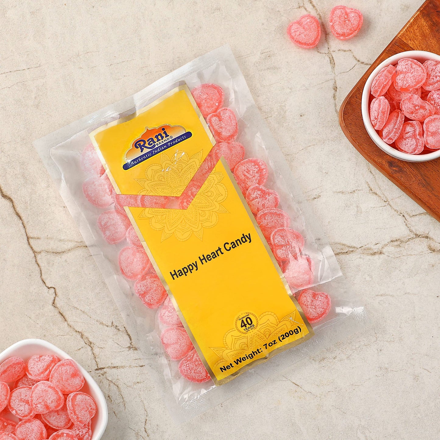 Rani Happy Heart Candy - Vegan, Gluten Friendly, NON-GMO - 7oz (200g) - Indian Tasty