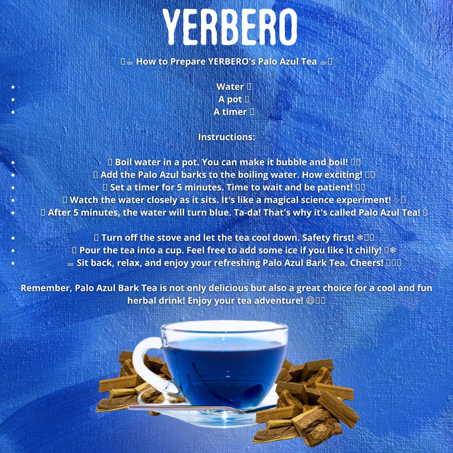 Yerbero - Palo Azul 1 LB (453 g) Herbal Loose Tea | Kidneywood (Blue Stick) Te Herbal | Makes 160+ Cups | Wildcrafted Kidney Woo