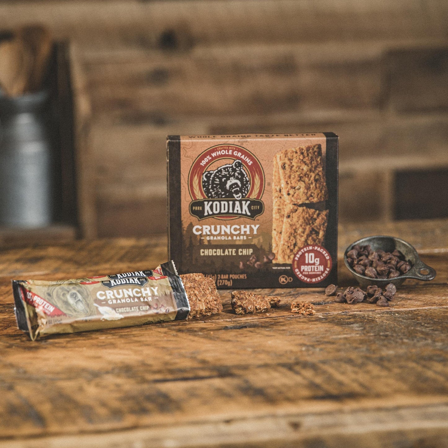 Kodiak Cakes Crunchy Granola Snack Bars, Chocolate Chip, High Protein, 12 Bars, 5.63 x 1.81 x 6.32 inches
