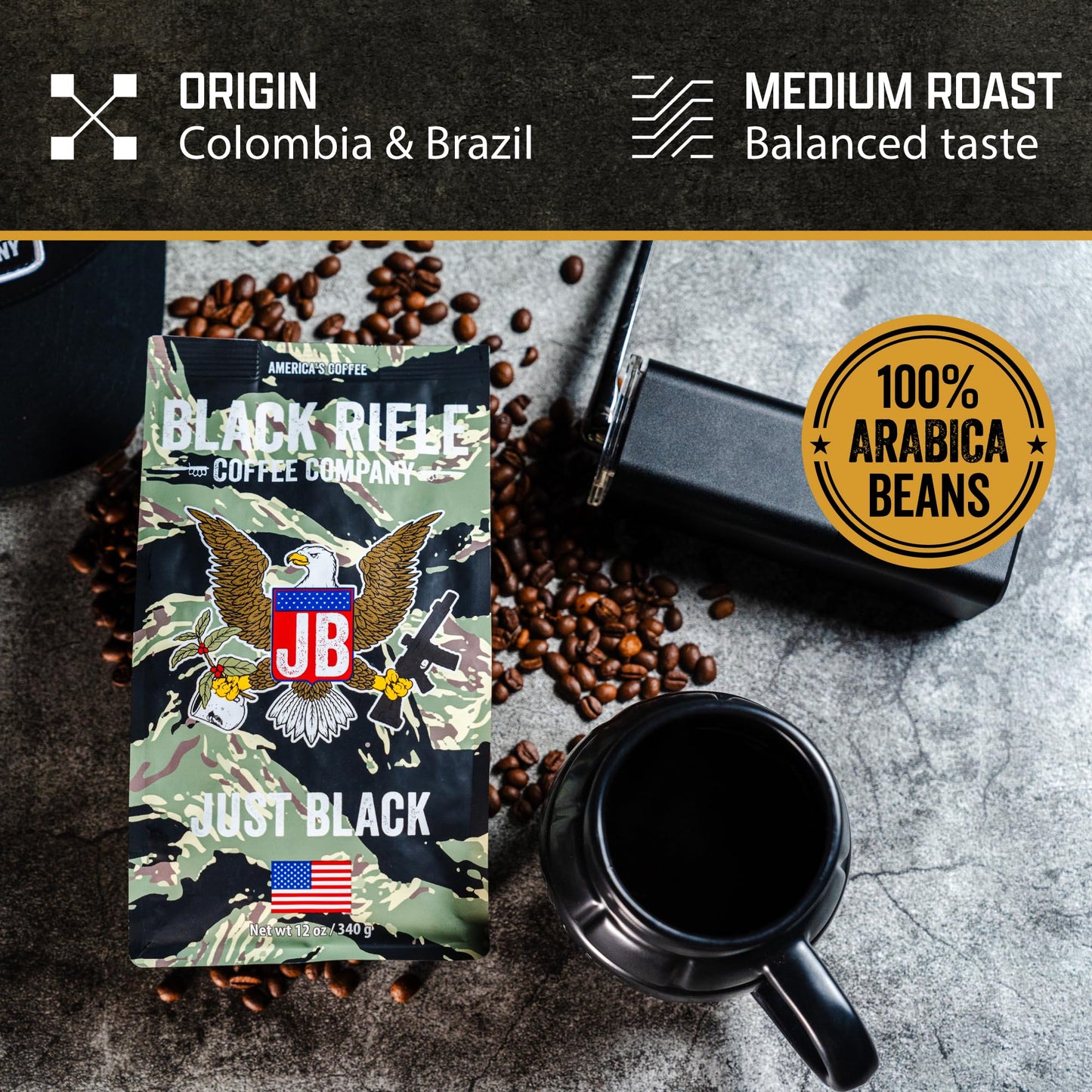 Black  Coffee Company Just Black  Medium Roast Ground Coffee  18 OZ Bag