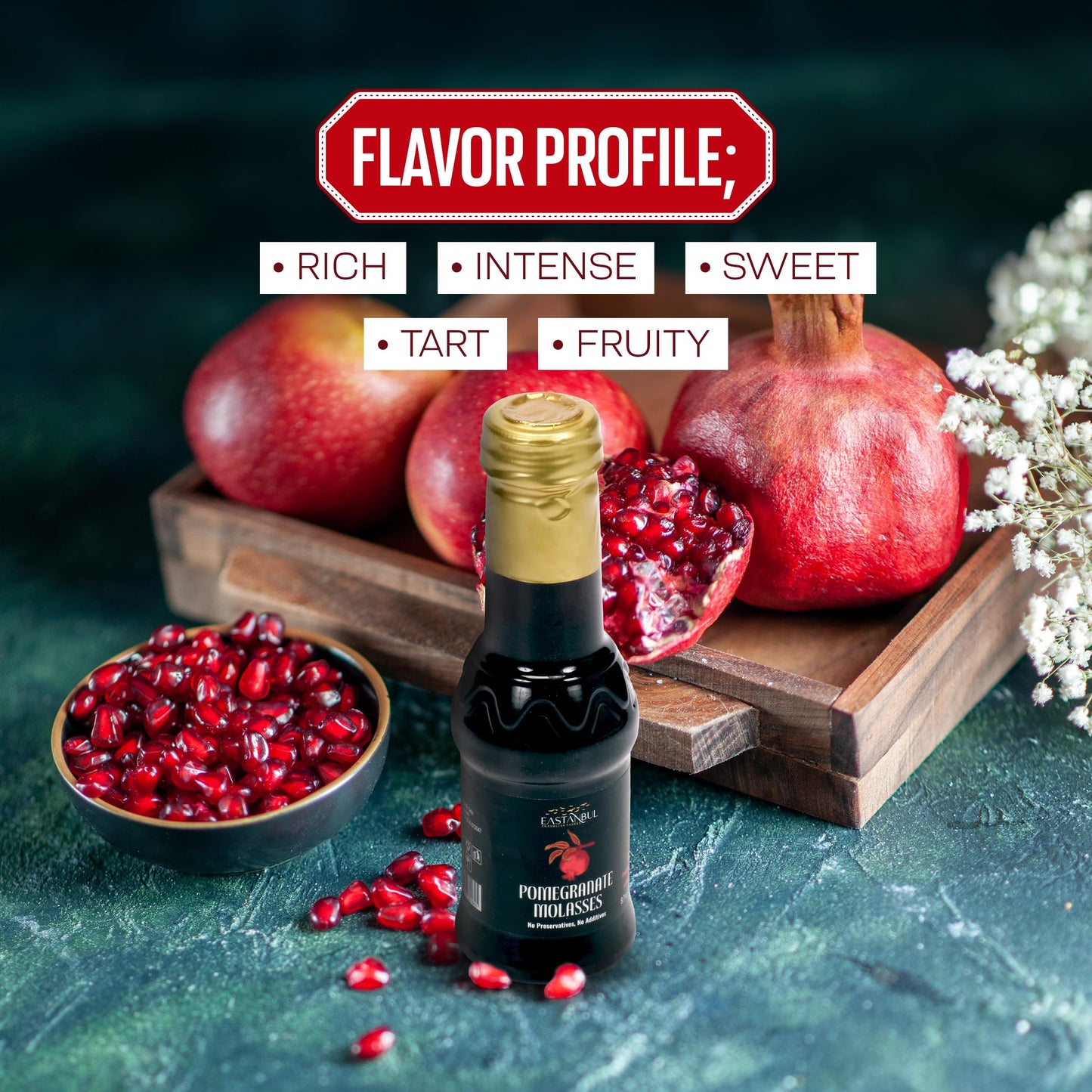 Eastanbul Pomegranate Molasses  9.7oz  No Added Sugar  Mediterranean Pomegranate Syrup  Nar Eksisi Sweet and Sour Sauce  100% Natural  Concentrate  Vegan Sauce  Paste  Salad Dressing  No Additives