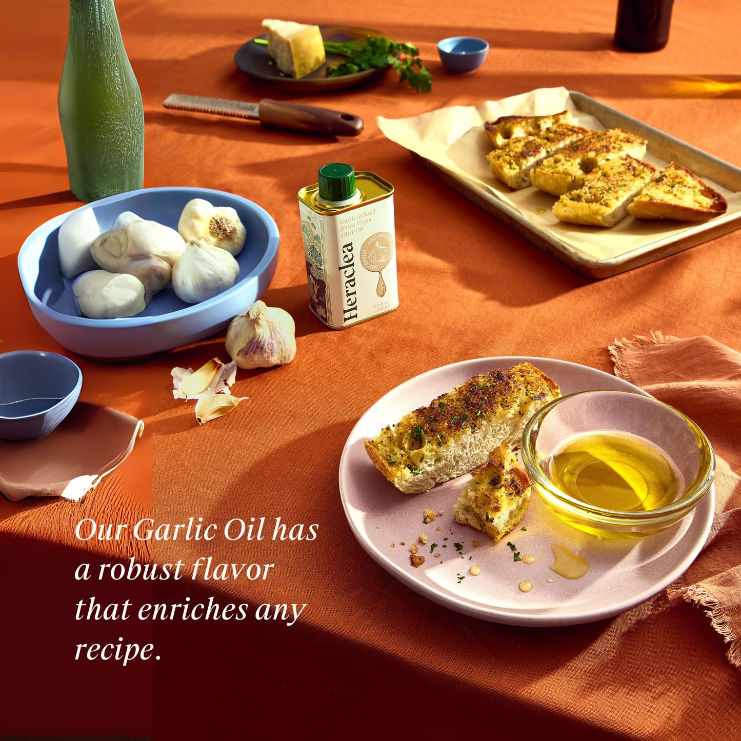 Heraclea Garlic Infused Extra Virgin Olive Oil - Organic Cold Pressed - 5.9oz Bottle