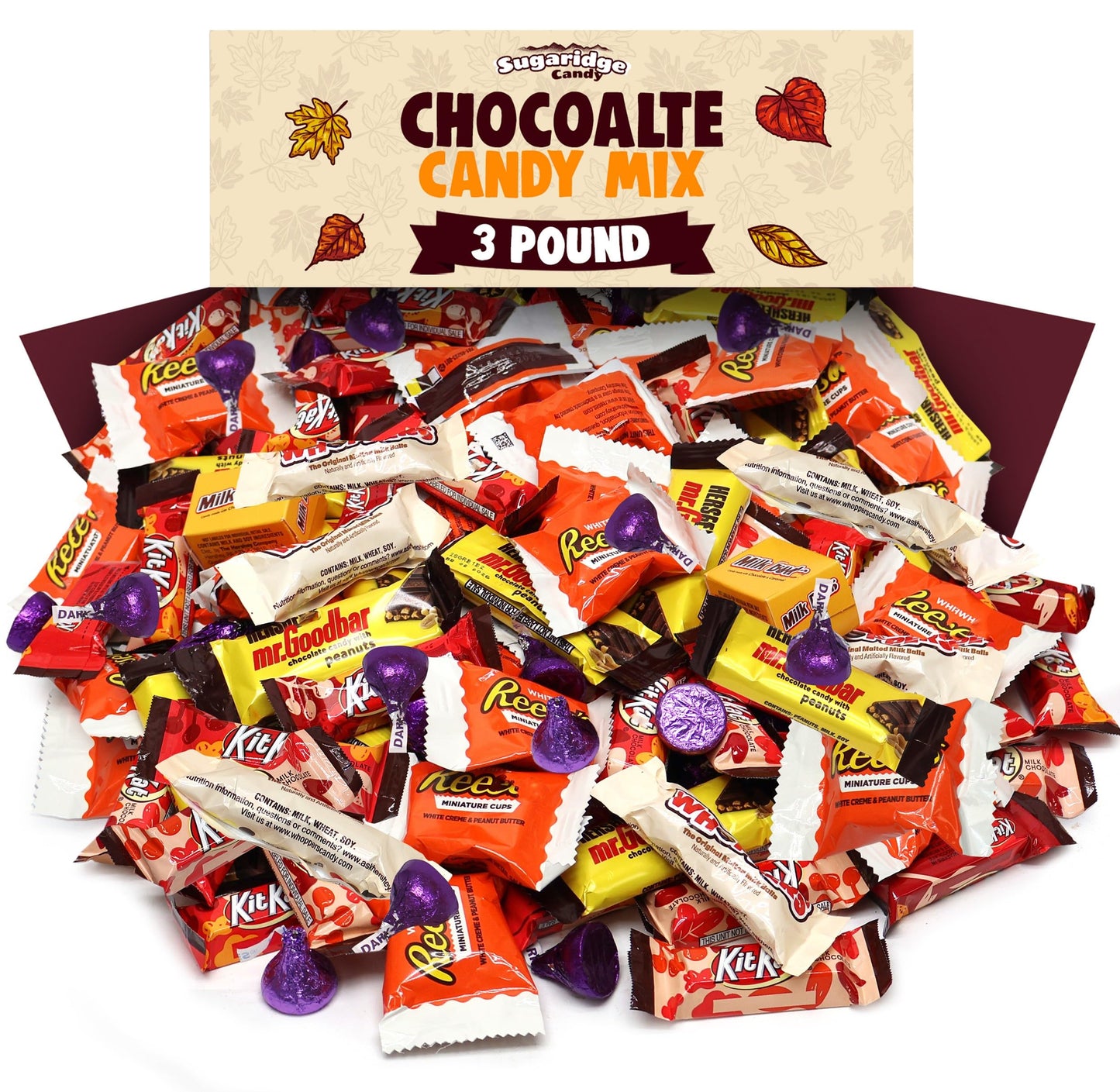 Thanksgiving Candy Bulk Assorted Chocolate Candy Variety Pack - 3 lb Large Mix Individually Wrapped Party Chocolates for Basket Fillers  Party Favors & Treat Bags