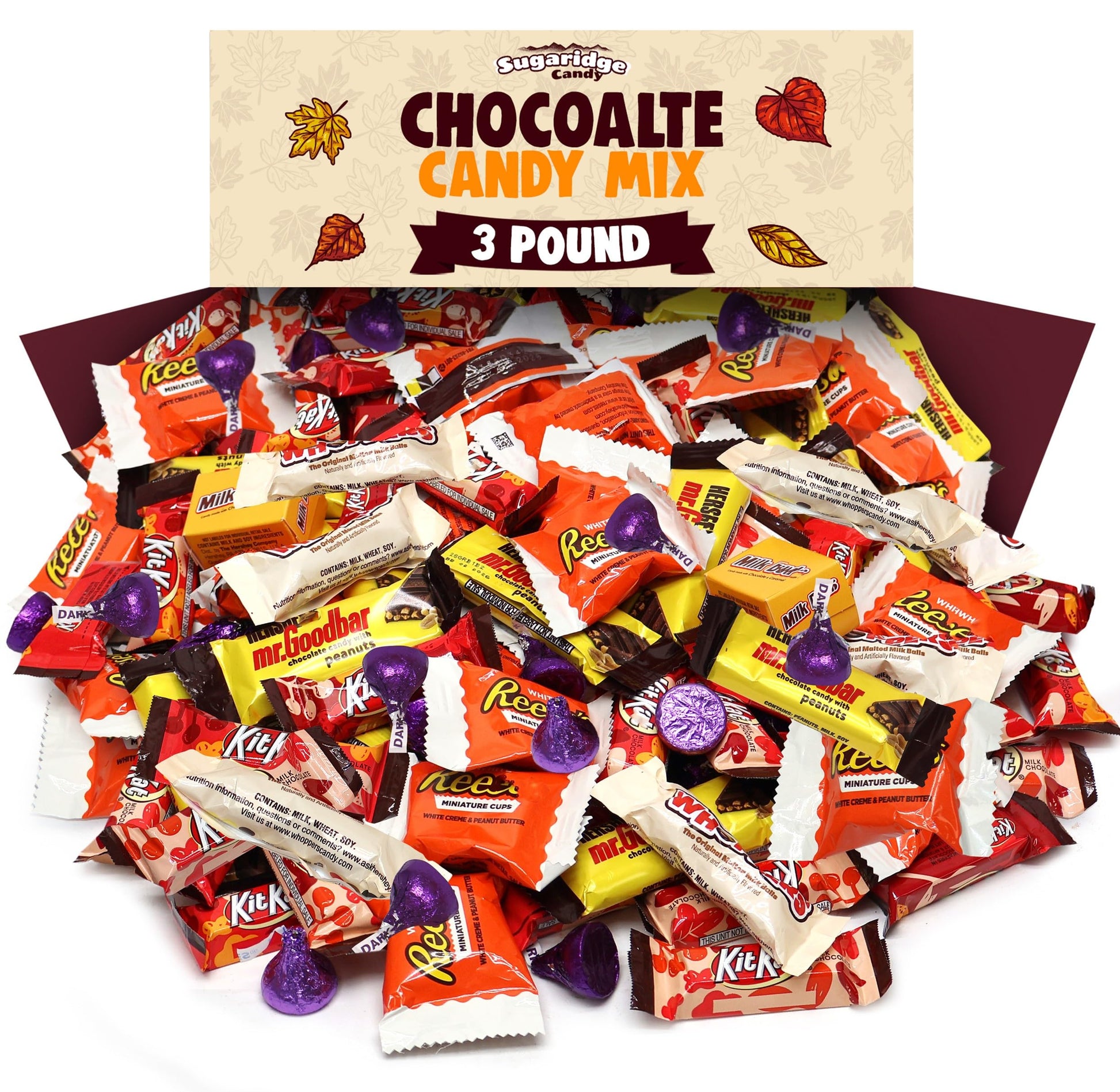 Thanksgiving Candy Bulk Assorted Chocolate Candy Variety Pack - 3 lb Large Mix Individually Wrapped Party Chocolates for Basket Fillers  Party Favors & Treat Bags