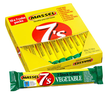 Massel 7's Stock Cubes Vegetable Bouillon Broth - No MSG, Gluten-Free Soup Base - Bulk Pack (10 x 35g)