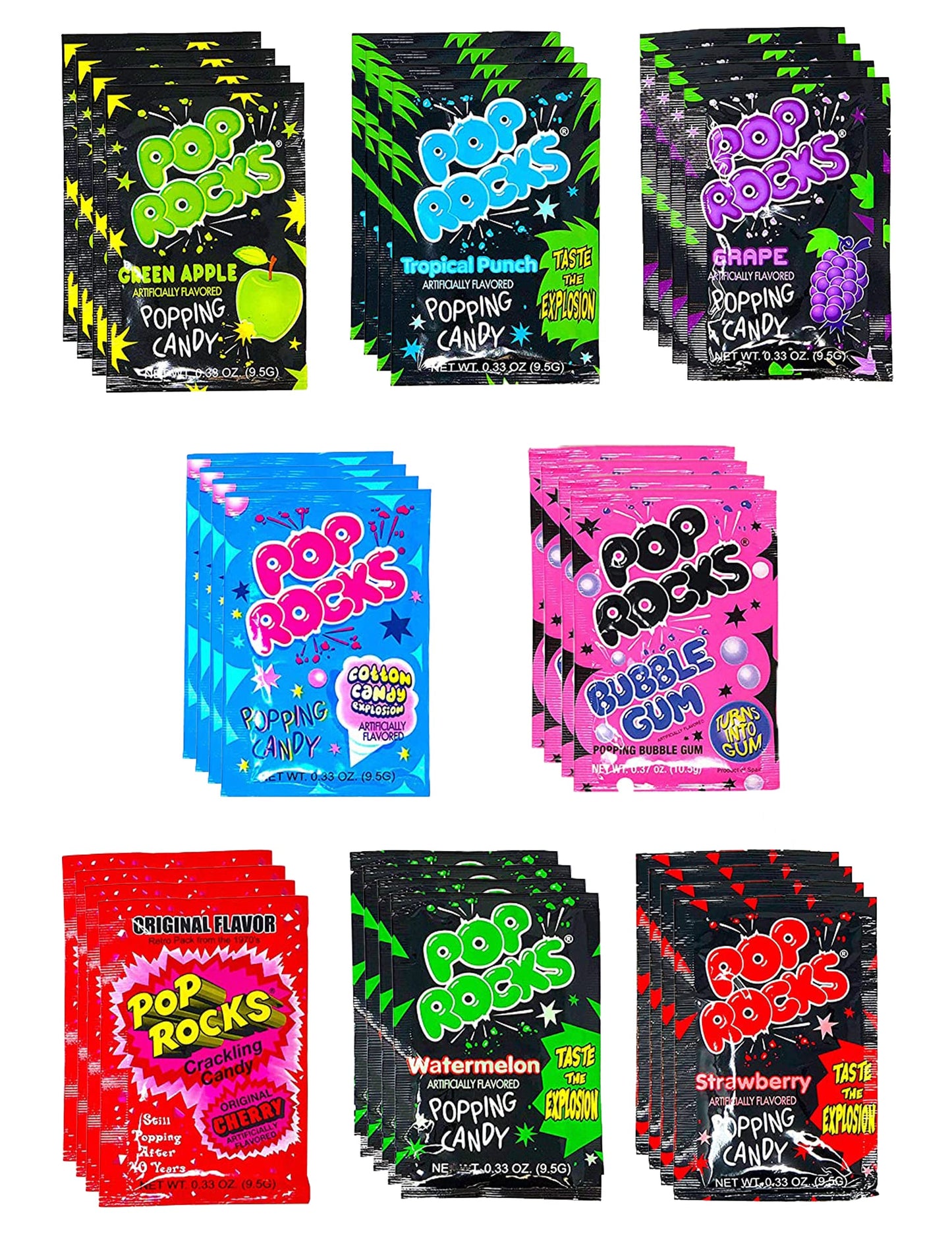 Pop Rocks Candy Variety Mix - 32 Pack Of 8 Flavors - Retro  Ling Rock Candy - Bulk Pack Includes Tropical Punch, Bubble Gum, Cherry, And Much More