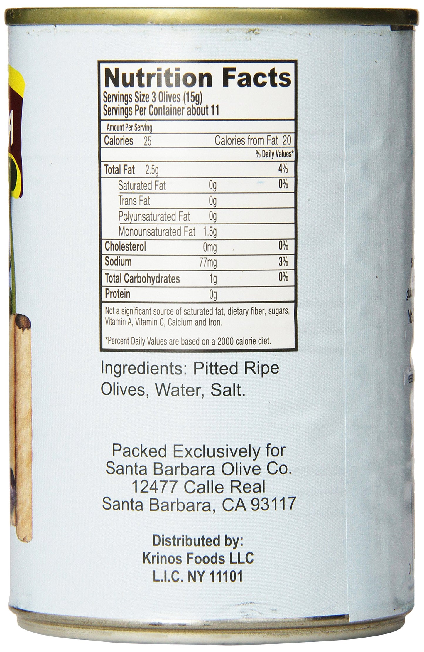 Santa Barbara Olive Co. California Large Pitted Ripe Olives, 6 Ounce Tins (Pack Of 12)