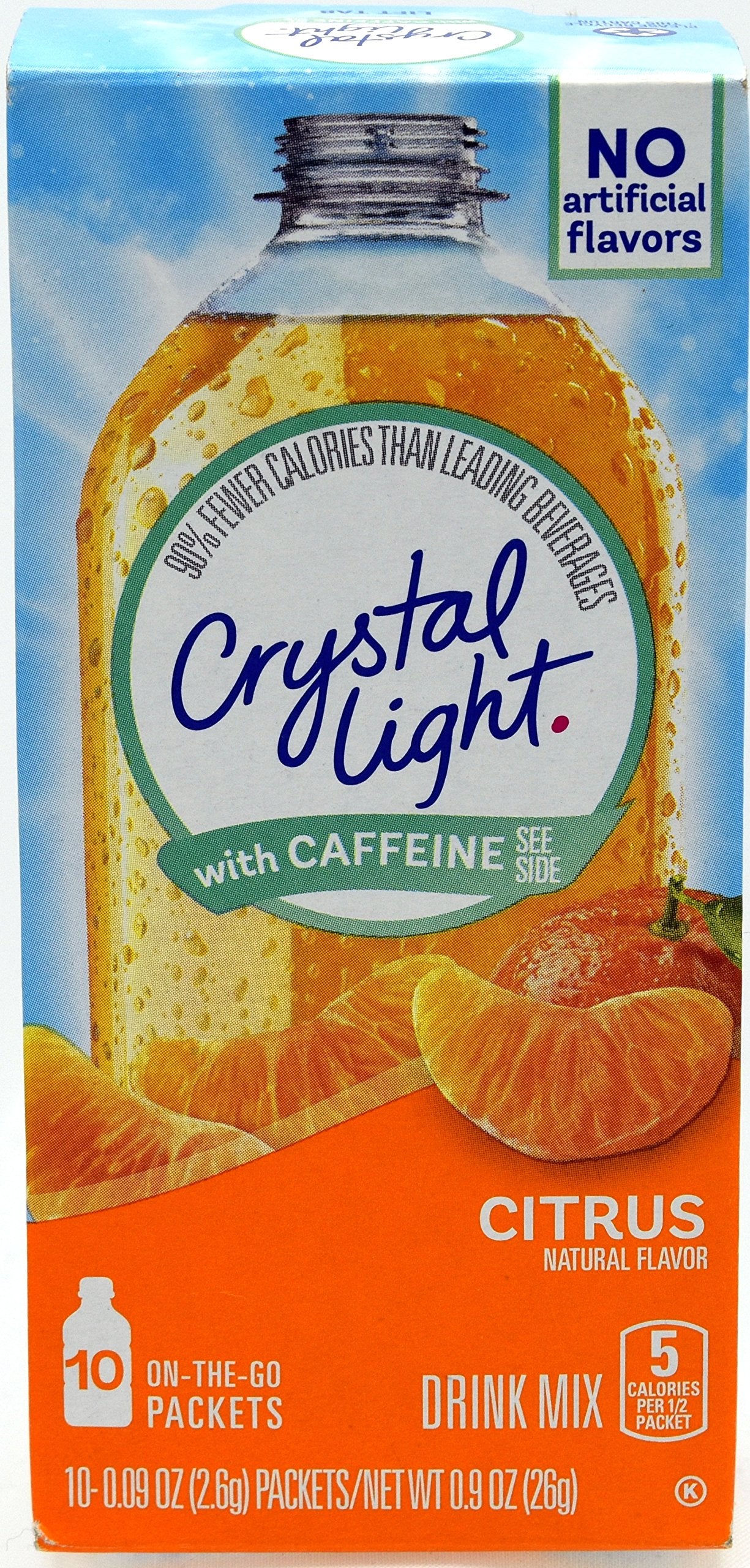 Crystal Light On The Go Citrus Drink Mix with Caffeine, 10 Packets, 0.9 Ounce (Pack of 15)