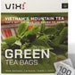 Vixi Green Tea Bags, 100 Counts, Vietnam'S Mountain Tea, Antioxidant, Caffeinated, Tagless, Plastic Free, Balanced Flavored, 100