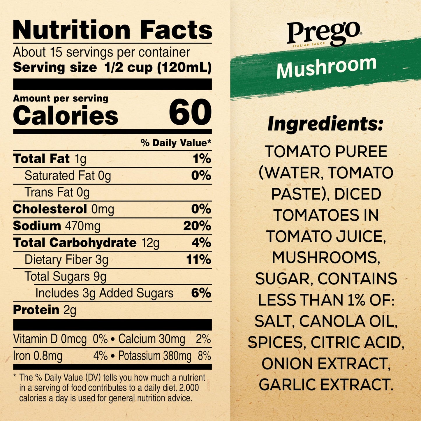 Prego Mushroom Pasta Sauce, 67 Oz Jar