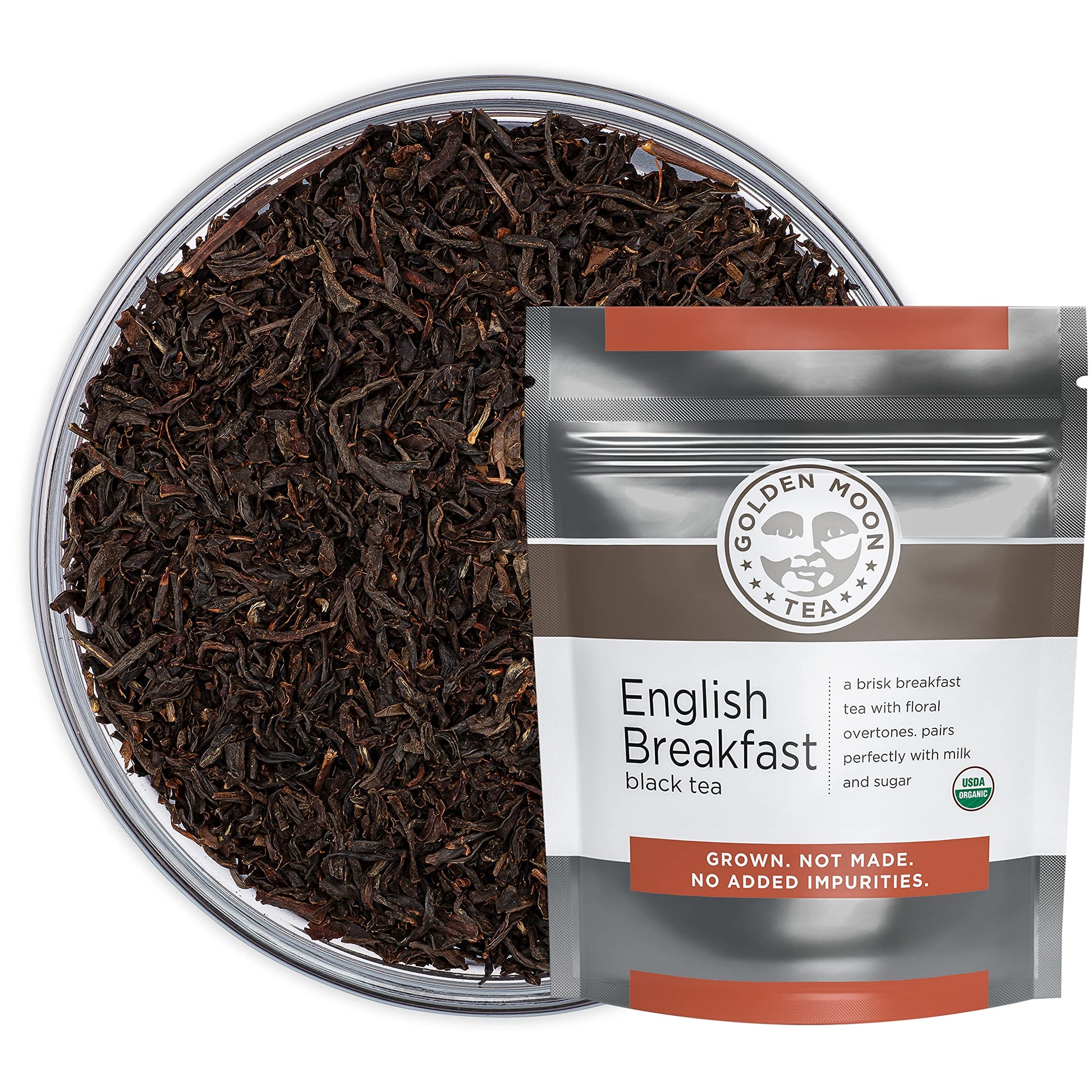 Golden Moon Tea Organic English Breakfast Black Tea Loose Leaf - Non-GMO, 1 Pound (192 Servings)