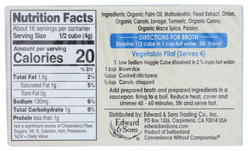 Edward & Sons Low Sodium Veggie Bouillon Cubes, 2.2 oz