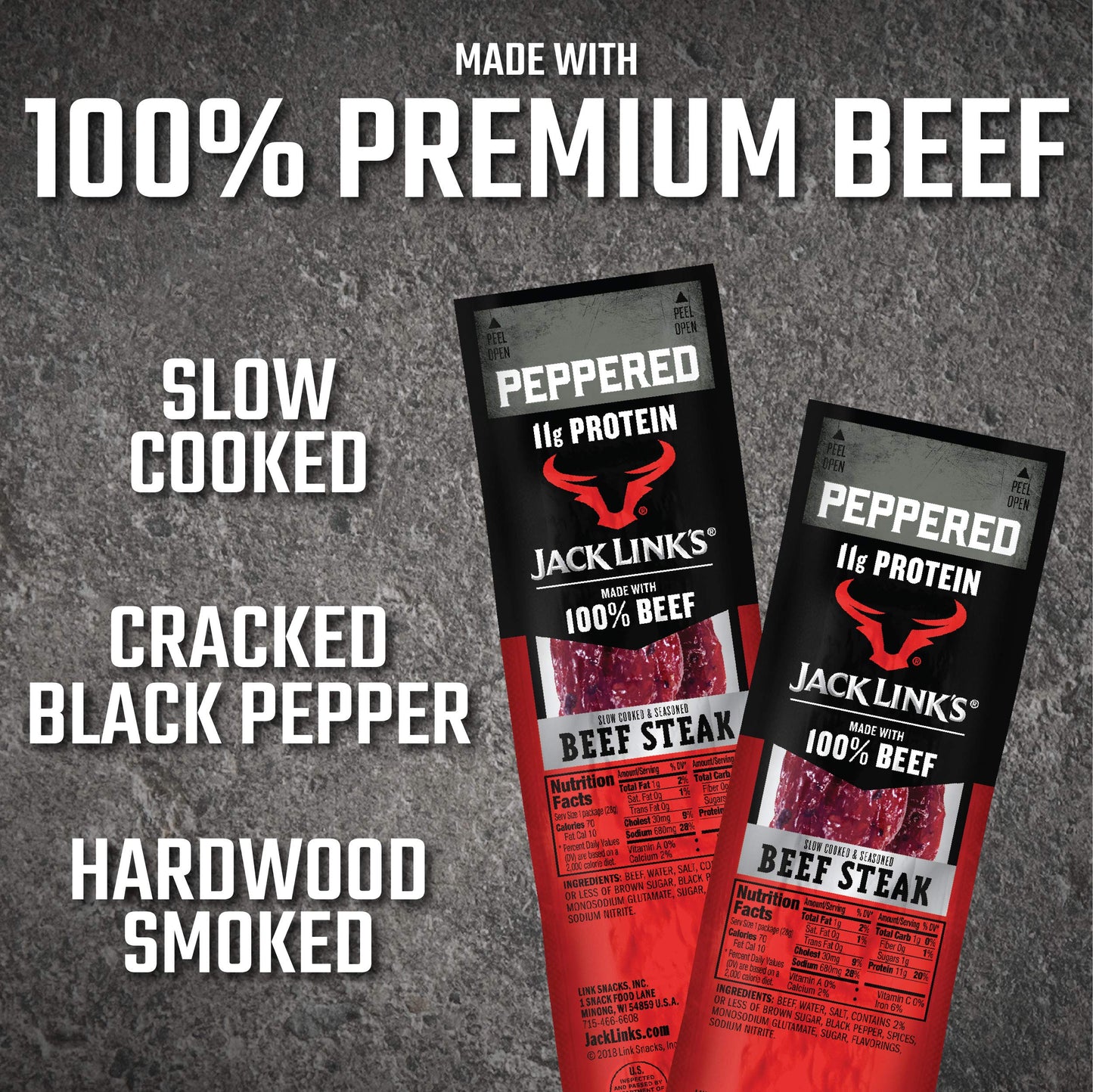 Jack Links Premium Cuts Beef Steak, Peppered, 12 Count, 1 Oz Strips - Great Protein Snack With 11G Of Protein And 1G Of Carbs Pe