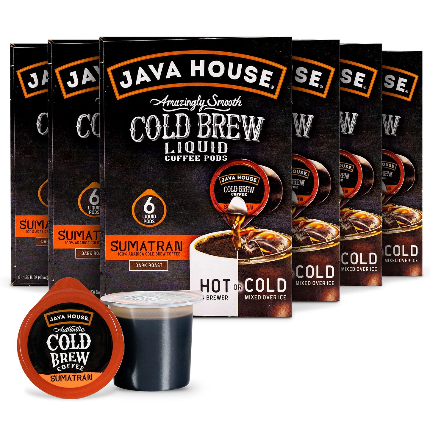 Java House Cold Brew Coffee, Dark Roast Coffee Concentrate Liquid Pods - 1.35 Fluid Ounces (6 Count Liquid Pods Per Box) Enjoy H