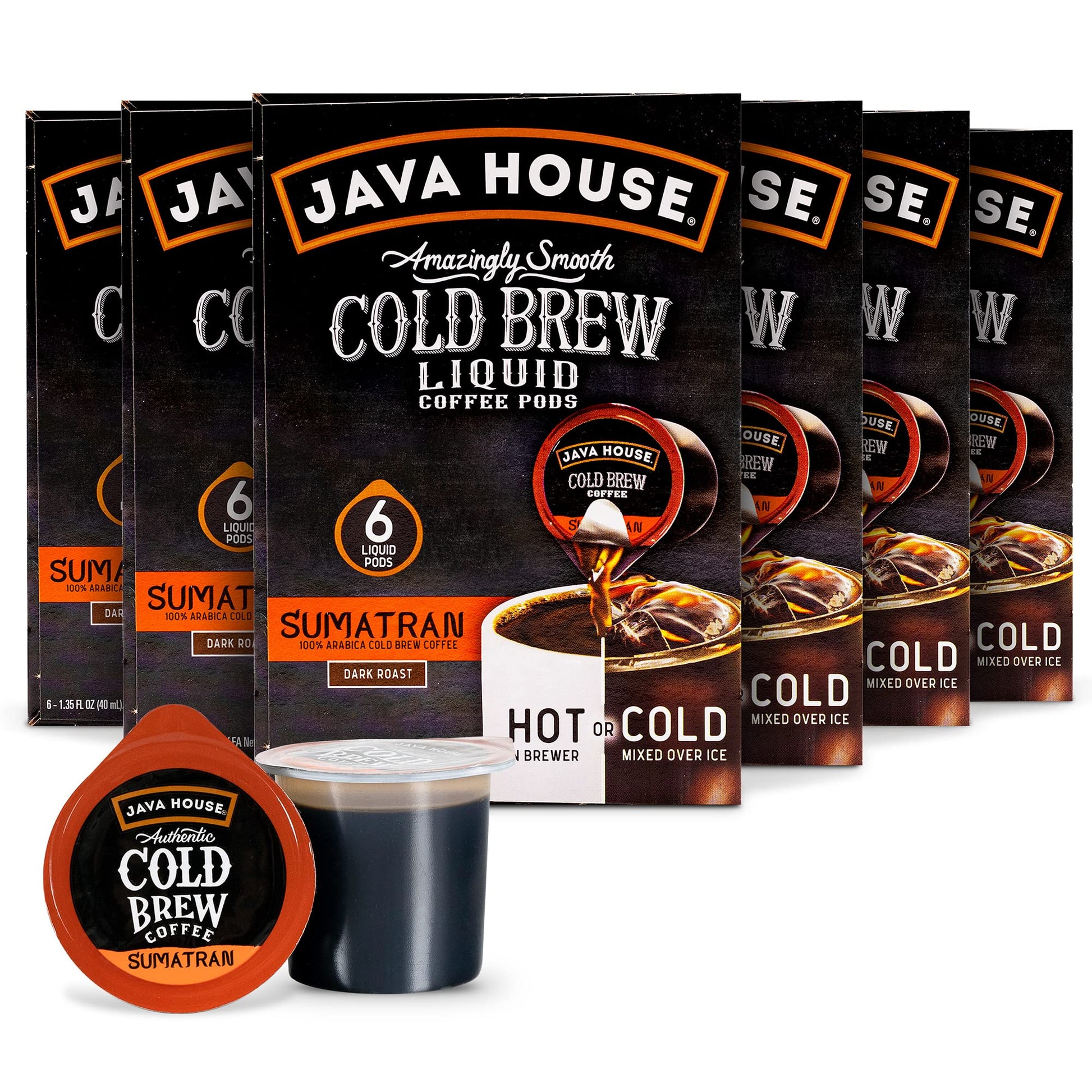 Java House Cold Brew Coffee, Dark Roast Coffee Concentrate Liquid Pods - 1.35 Fluid Ounces (6 Count Liquid Pods Per Box) Enjoy H