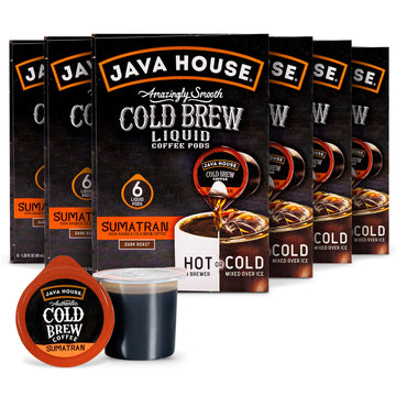 Java House Cold Brew Coffee, Dark Roast Coffee Concentrate Liquid Pods - 1.35 Fluid Ounces (6 Count Liquid Pods Per Box) Enjoy H