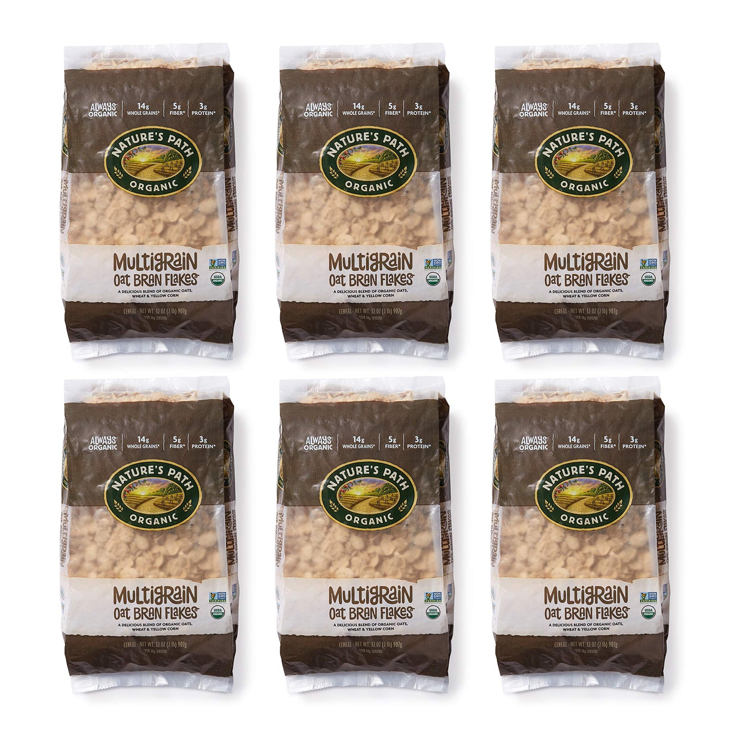 Nature'S Path Organic Cereal, Multigrain Oat Bran, 32 Oz Bag (Pack Of 6)