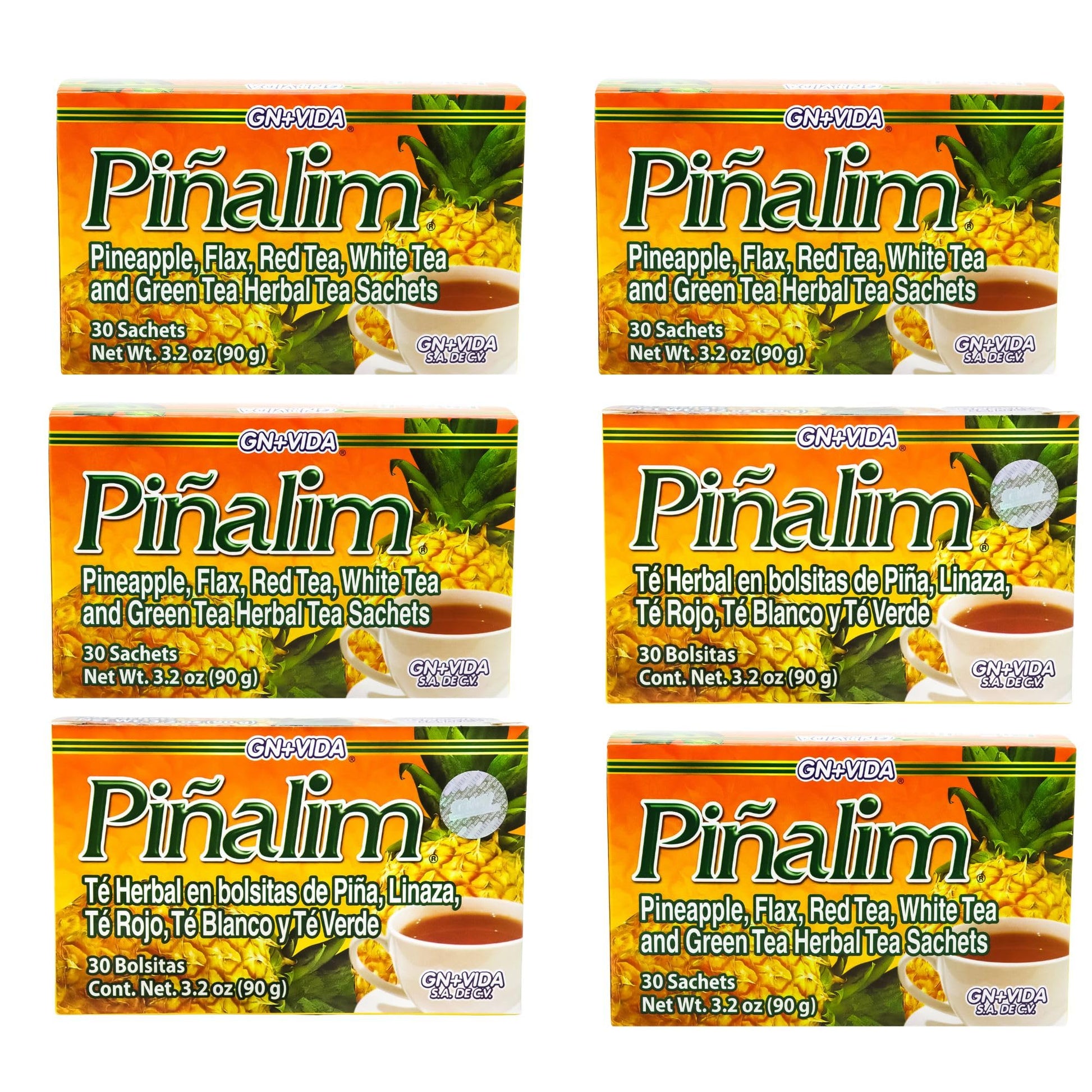 PIÑALIM Te Pinalim Tea - 180 Day Supply, 3g per Box, Orange, 6 Boxes