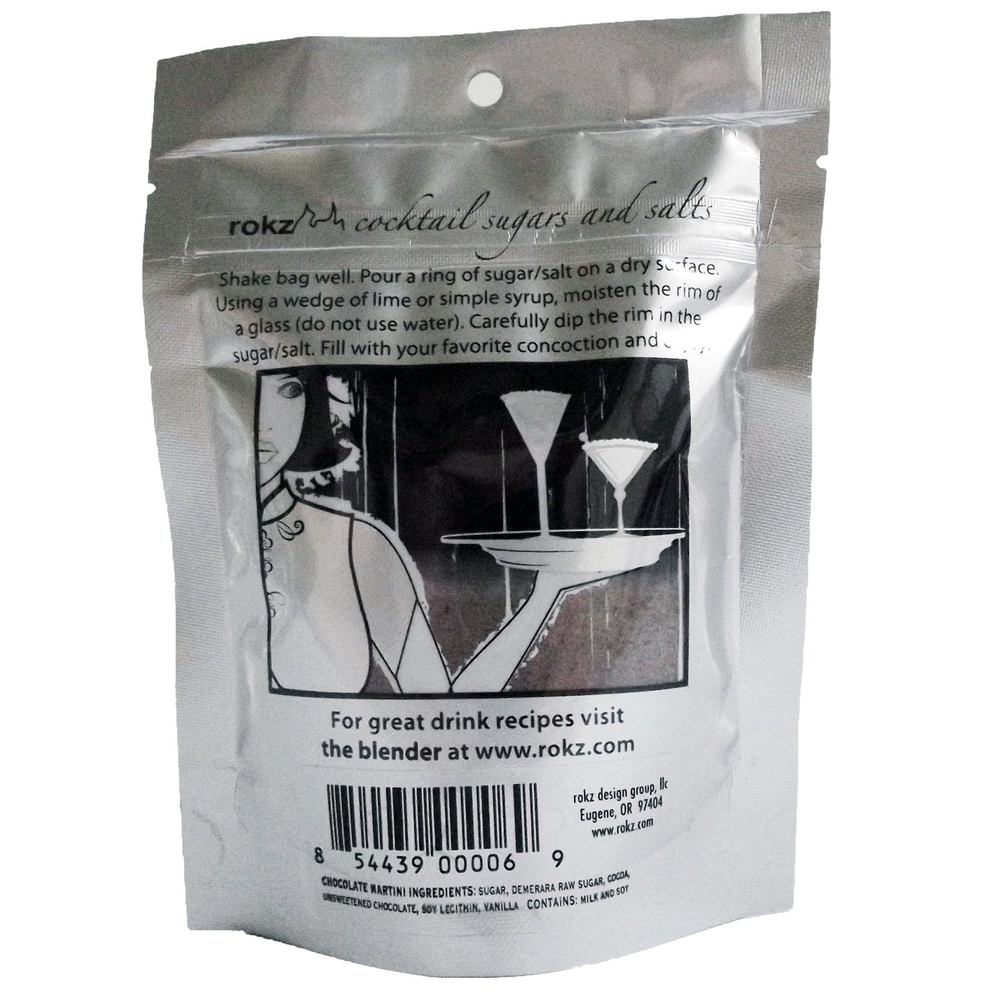 Rokz Chocolate Martini Cocktail Sugar Rimmer, 5 oz, Silver