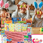 Easter Pink Round Willow Basket (70 Ct) Filled With Treats, Snacks, Candy, Peelable Gummies, Marshmallow Gummies, Bunny And More