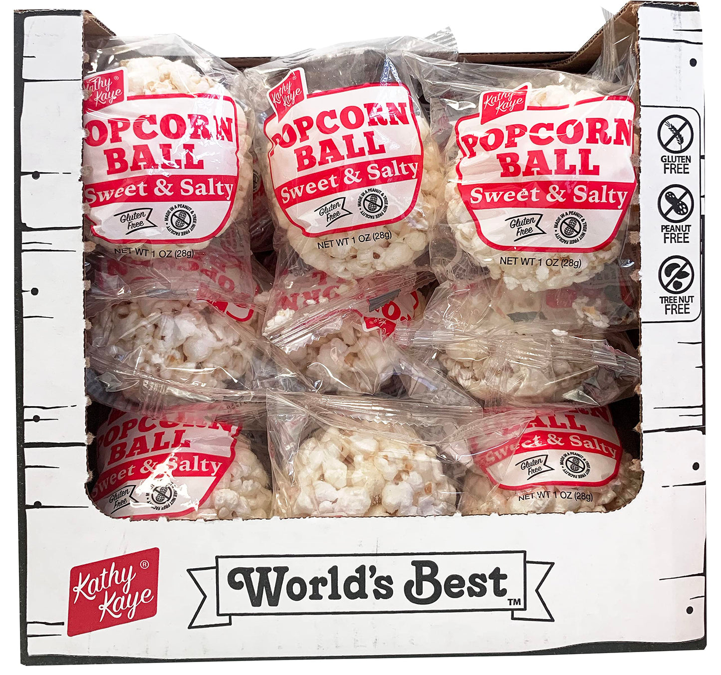 Kathy Kaye Popcorn Ball Everyday, Sweet N  Salty, 1.00 Ounce (Pack of 24)
