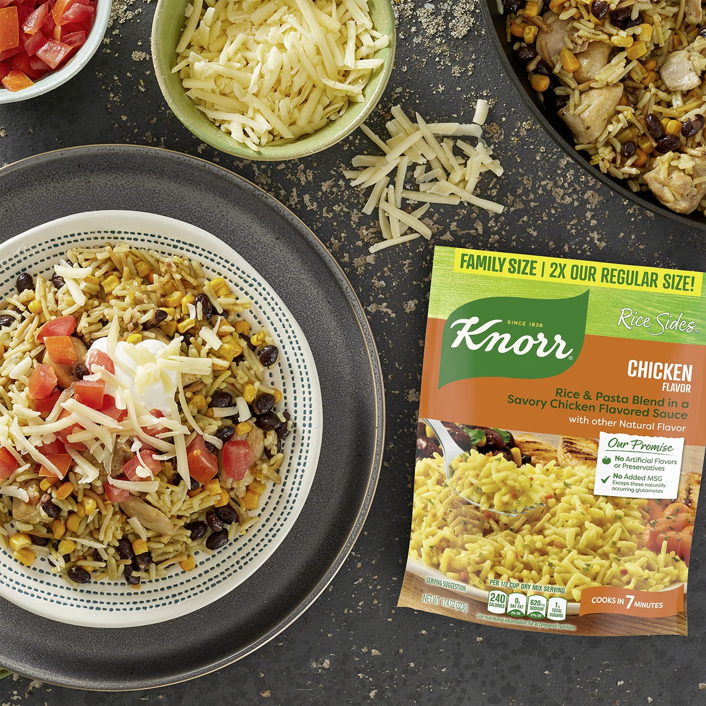 Knorr Rice Sides For a Delicious Easy Meal Chicken Long Grain Rice & Vermicelli Pasta Blend No Artificial Flavors 11.4 oz, 7 Cou