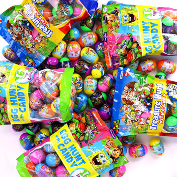 Assorted 80 Count Bulk Prefilled Easter Eggs With Candy, Assorted Colors & Characters Including Mario, Spongebob, Teenage Mutant