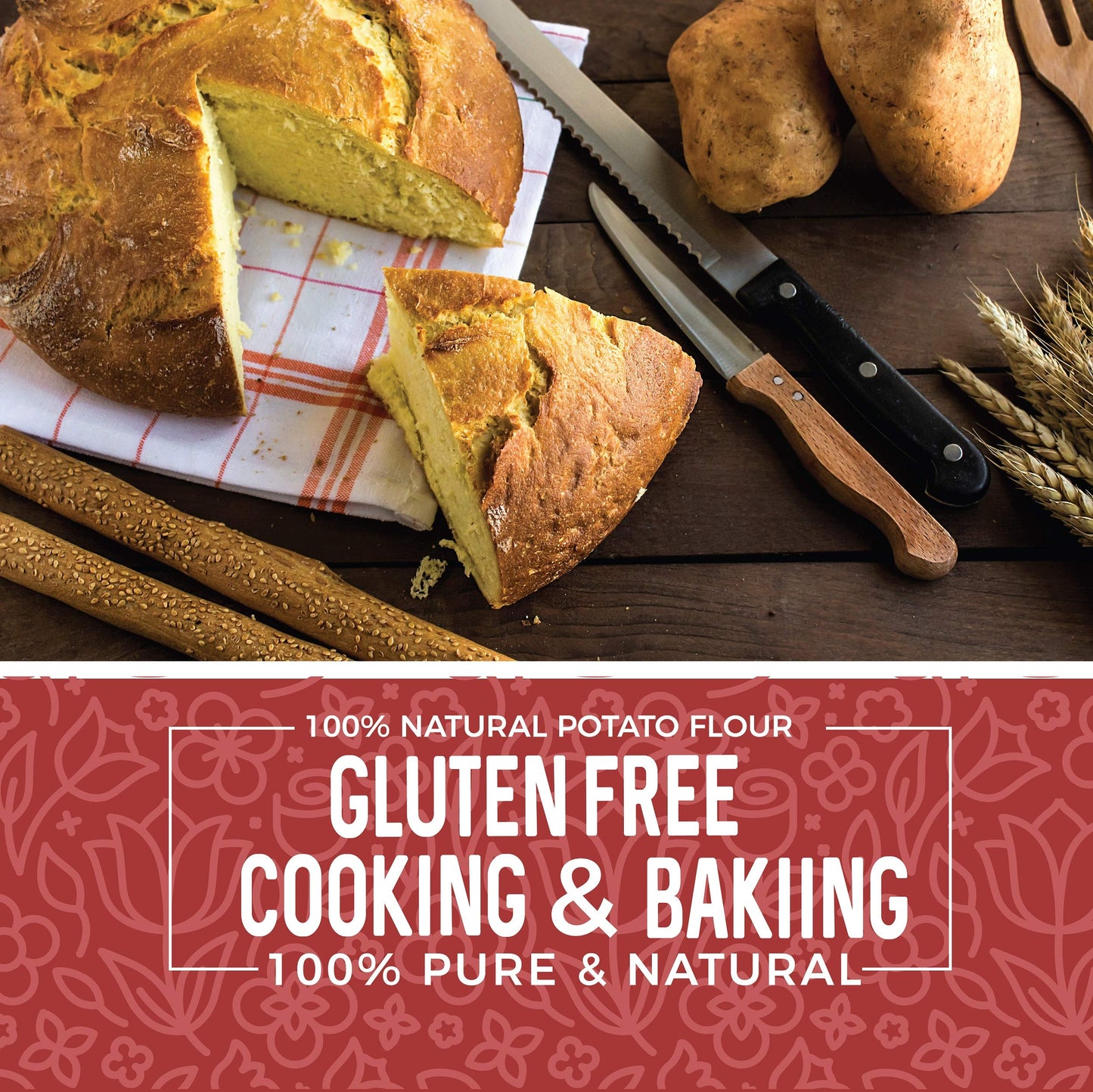 Herbaila Potato Flour 32Oz, Potato Bread Flour, Gluten Free Flour, Made From Whole Potatoes, Very Fine, Non-Gmo