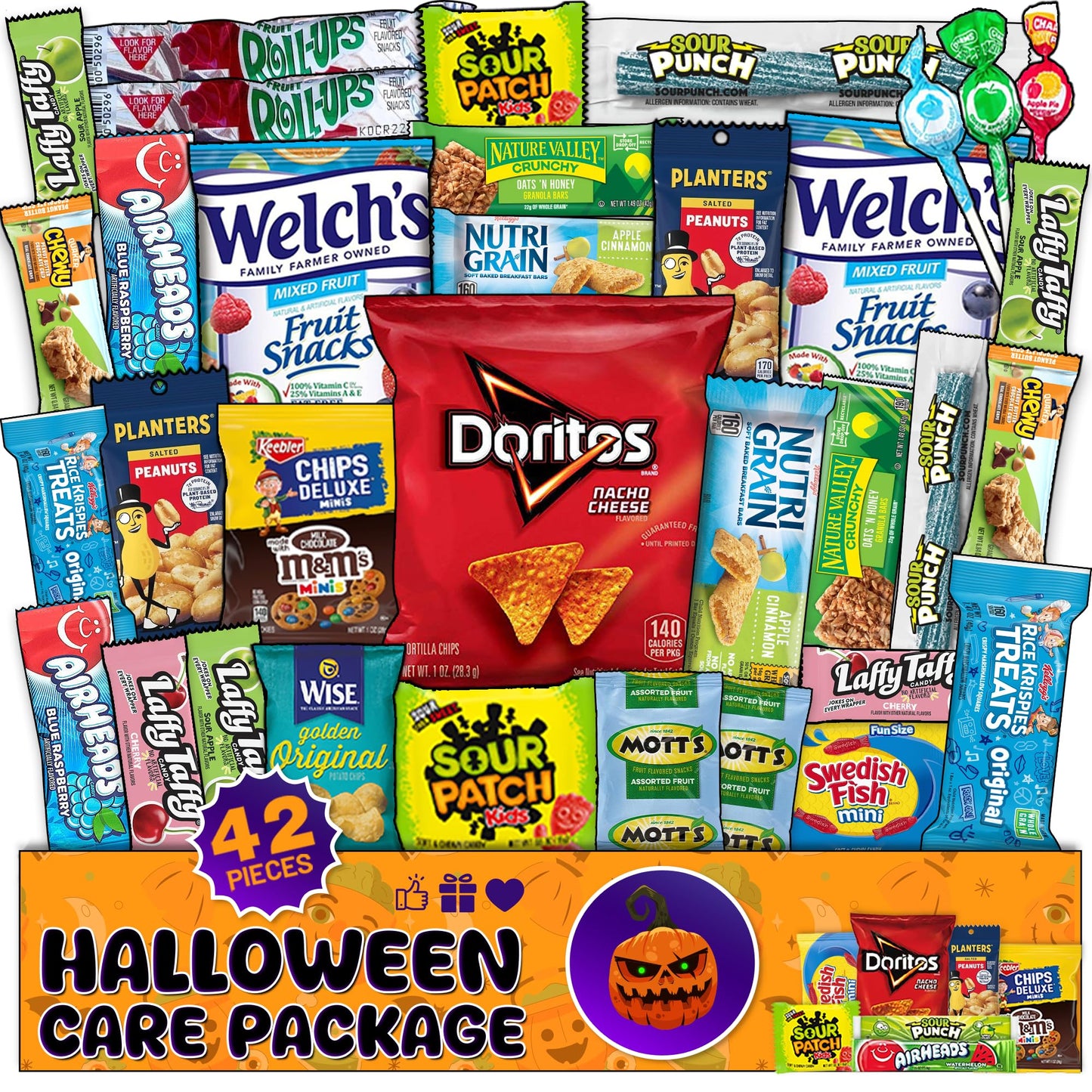 Mix Snacks Variety Pack for Adults - 42 Count Chips, Cookies & Candy Bulk Snack Box Food Gifts - Assorted Healthy Variety Care P