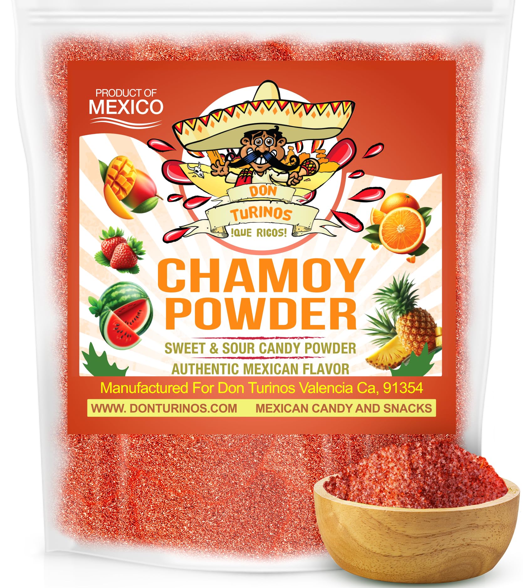 Chamoy Powder 12 Oz Bag - Sweet  Spicy  Tangy Mexican Candy Powder For Fruit  Snacks  Candy & Drink Rims - Authentic Flavor Blend With Chile  Lime  Salt And Sugar - Resealable Bulk Pack By Don Turinos