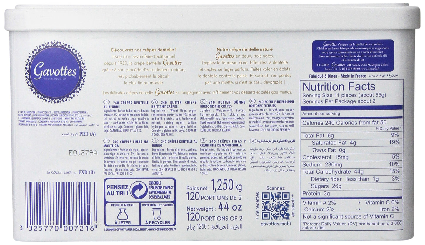 Gavottes Crispy Lace Crepes, 240ct, 44oz - Light & Delicate French Treats, Perfect for Snacking