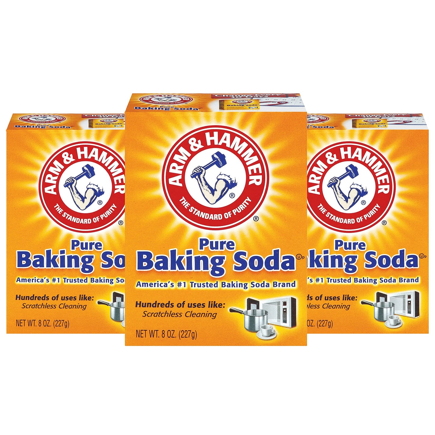 Arm & Hammer Pure Baking Soda, 8 Ounce (Pack of 3)