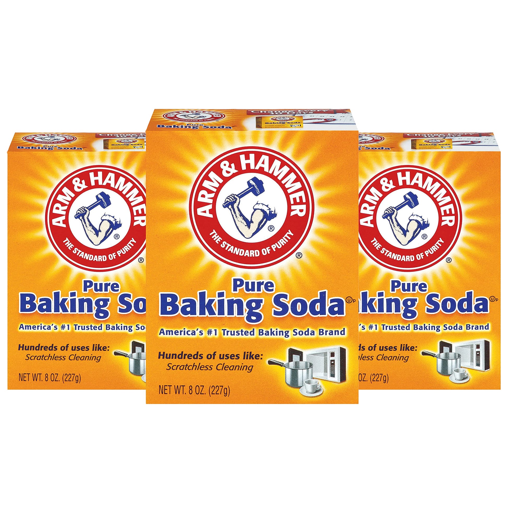 Arm & Hammer Pure Baking Soda, 8 Ounce (Pack of 3)
