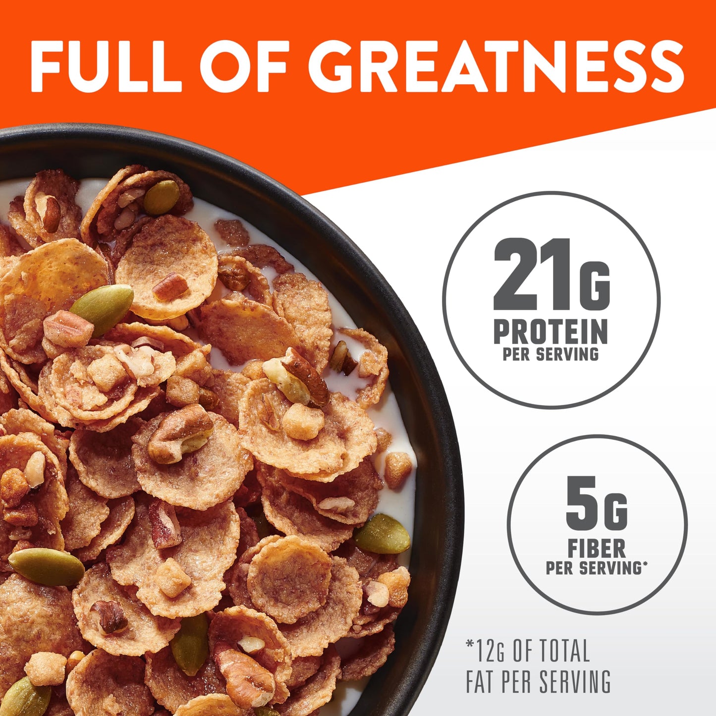 Wheaties Protein Breakfast Cereal, Honey Pecan, 21g Protein, 16.4 oz - Breakfast of Champions