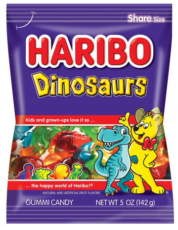 Haribo Gummi Candy, Dinosaurs, 5 Oz. Bag