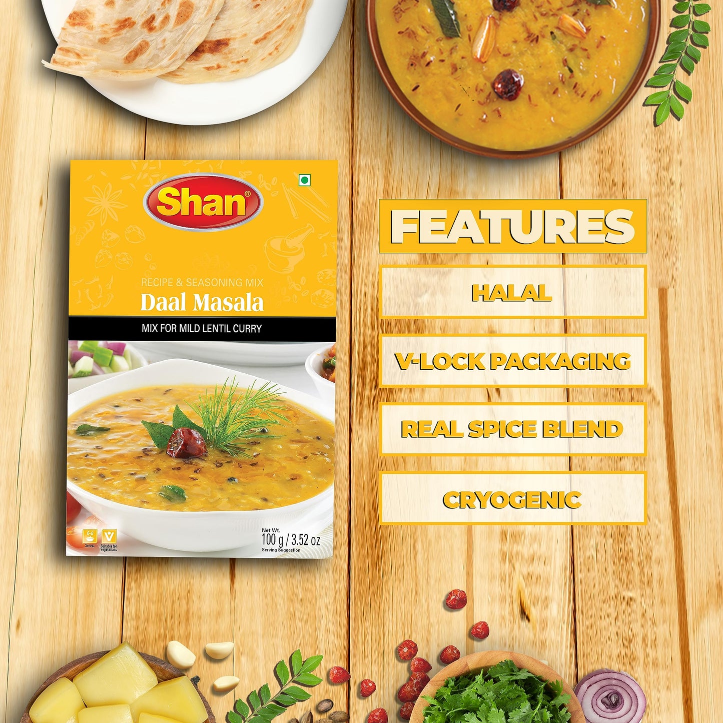 Shan Daal Masala Mix (100G) - Indian Spices And Seasonings For Mild Lentil Curry - Authentic Curry Spice Blend With Natural Ingr